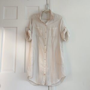 Cloth & Stone Shirt Dress/Tunic. Off-White/Oatmeal. Button-Down Size Medium